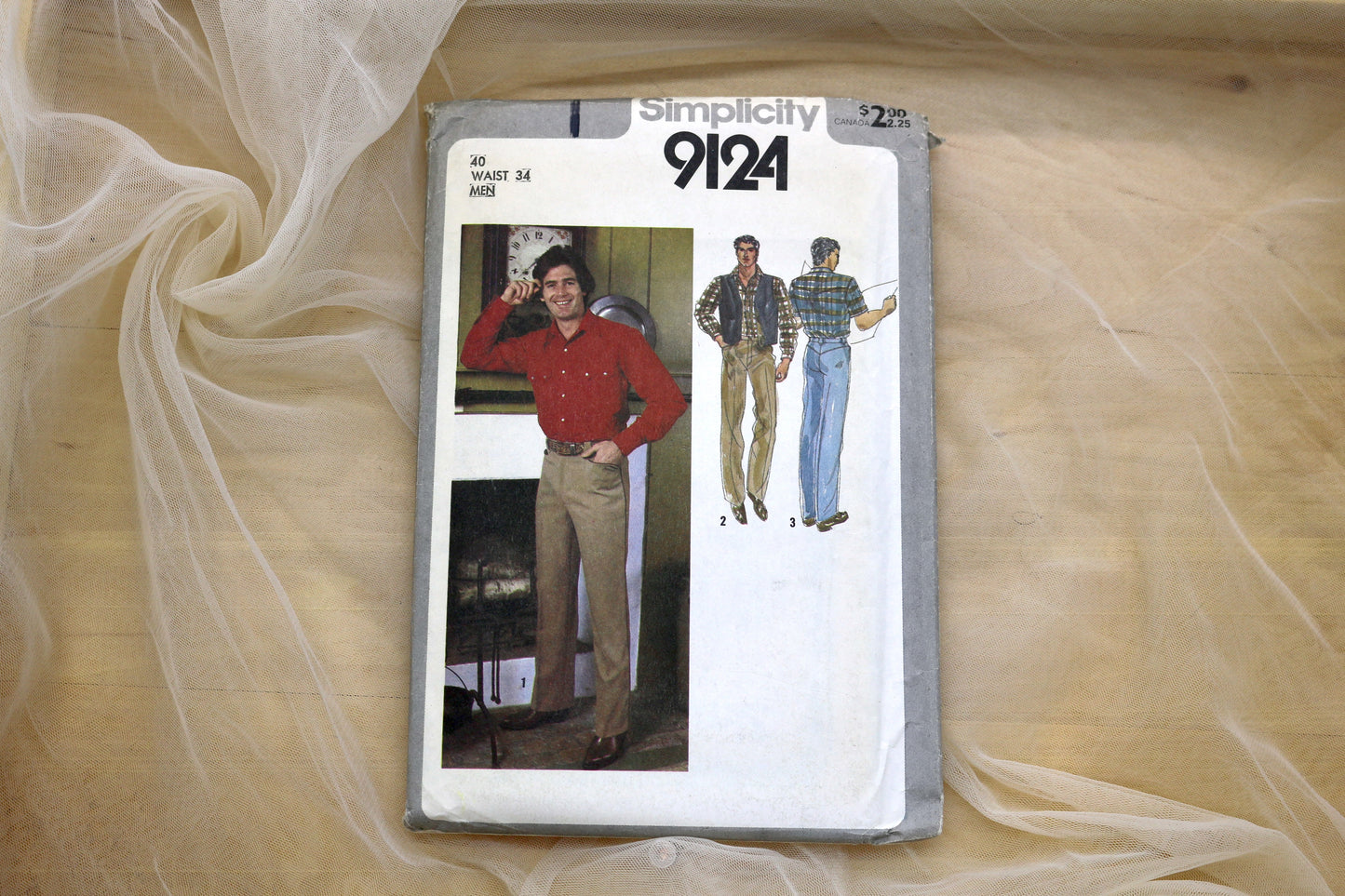 Simplicity 9124 Mens Shirt, Pants and Reversible Vest Sewing Pattern size waist 34-44