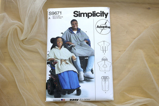 Simplicity 9671 Unisex Poncho With Detachable Hood and Wheelchair Blanket Sewing Pattern