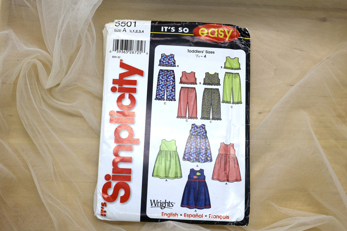 Simplicity 5501 Toddlers Dress, Top or Pants Sewing Pattern size 1/2-4