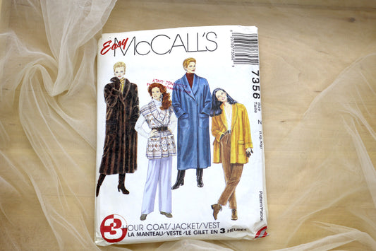 McCalls 7356 Misses Lined or Unlined Coat, Jacket Sewing Pattern size L-XL