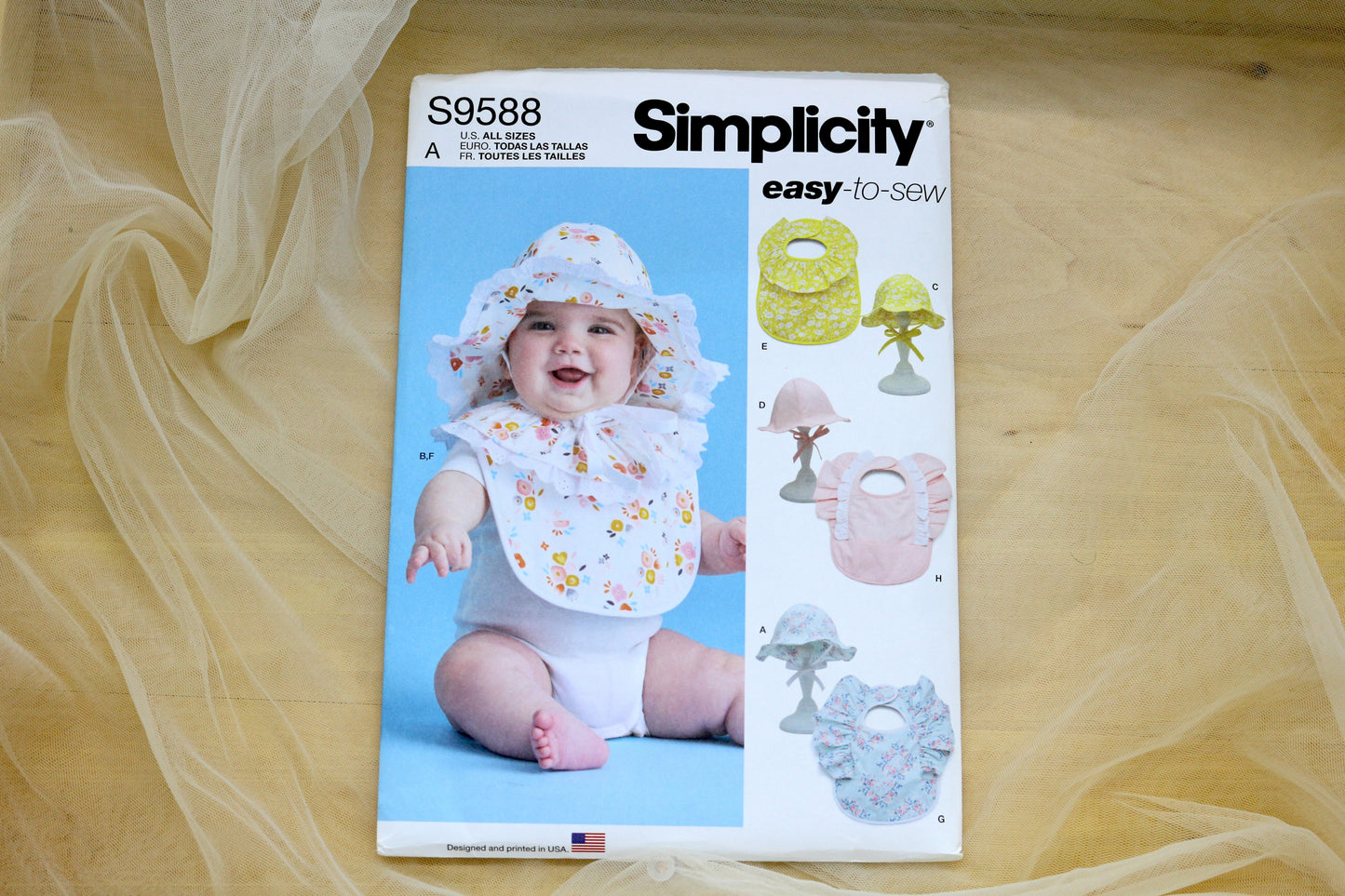 Simplicity 9588 Baby Hat & Bib Sewing Pattern