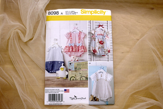 Simplicity 8098 Babies Rompers, Sandals and Stuffed Duck Sewing Patterns