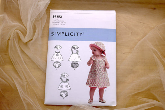 Simplicity 9152 Babies Dress with Crossed or Plain Back Sewing Pattern