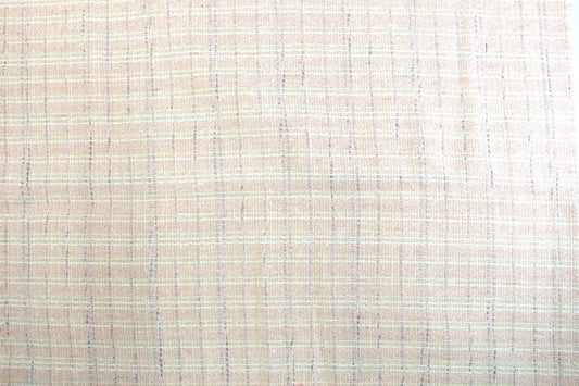 Woven Beige Cream Fabric with Pink and Gray Accents 62" x 1.5 yds
