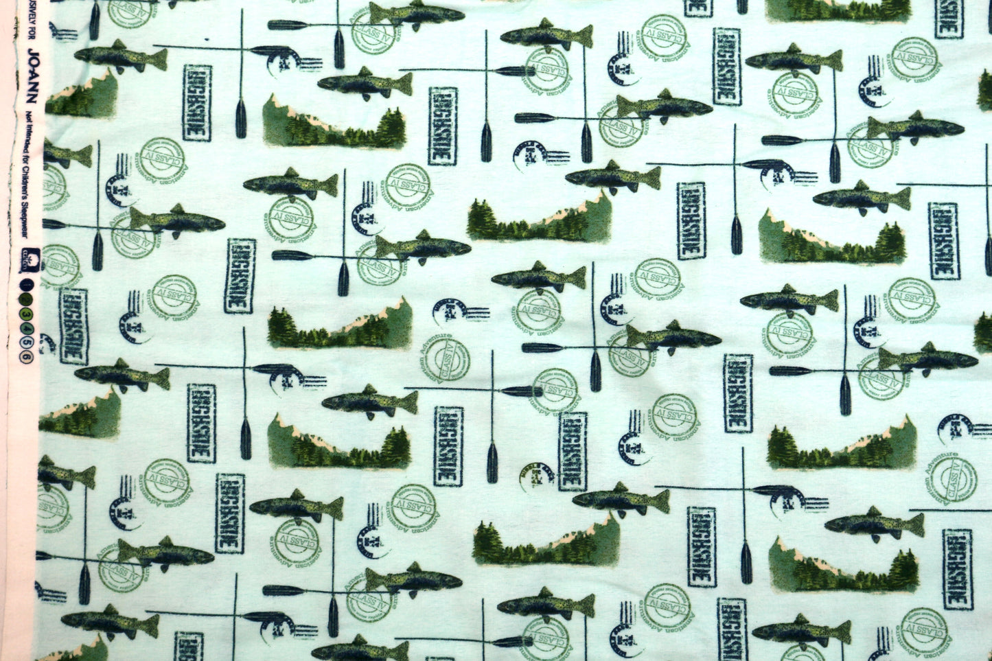 Flannel Fabric with Fish Theme  44" x 1.25 yd