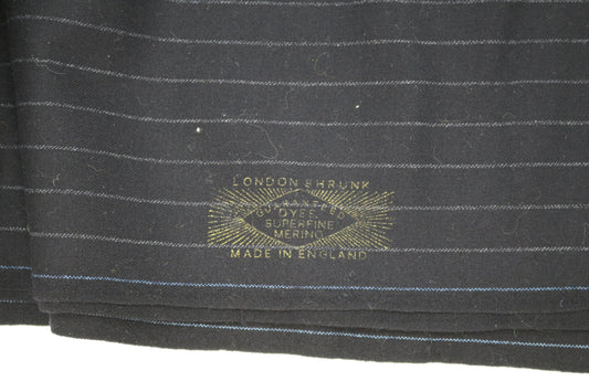 Deep Navy Blue with Light Blue Pin Stripe Merino Wool Fabric 45" x 3.5 yds