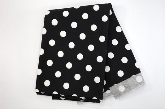 Black and White Polka Dot Cotton Fabric Midweight 46" x 2.25 yds