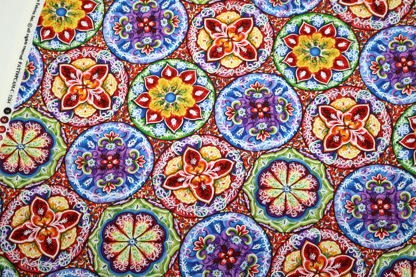 Paradise Collection Cotton Fabric, Mandala Design, 45" x 1 yd