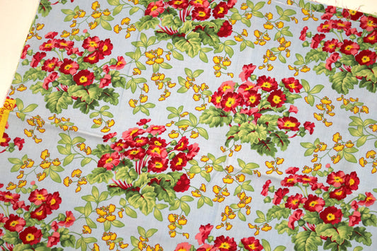 Grace Blue Flower Cotton Fabric 44" x 1 yd