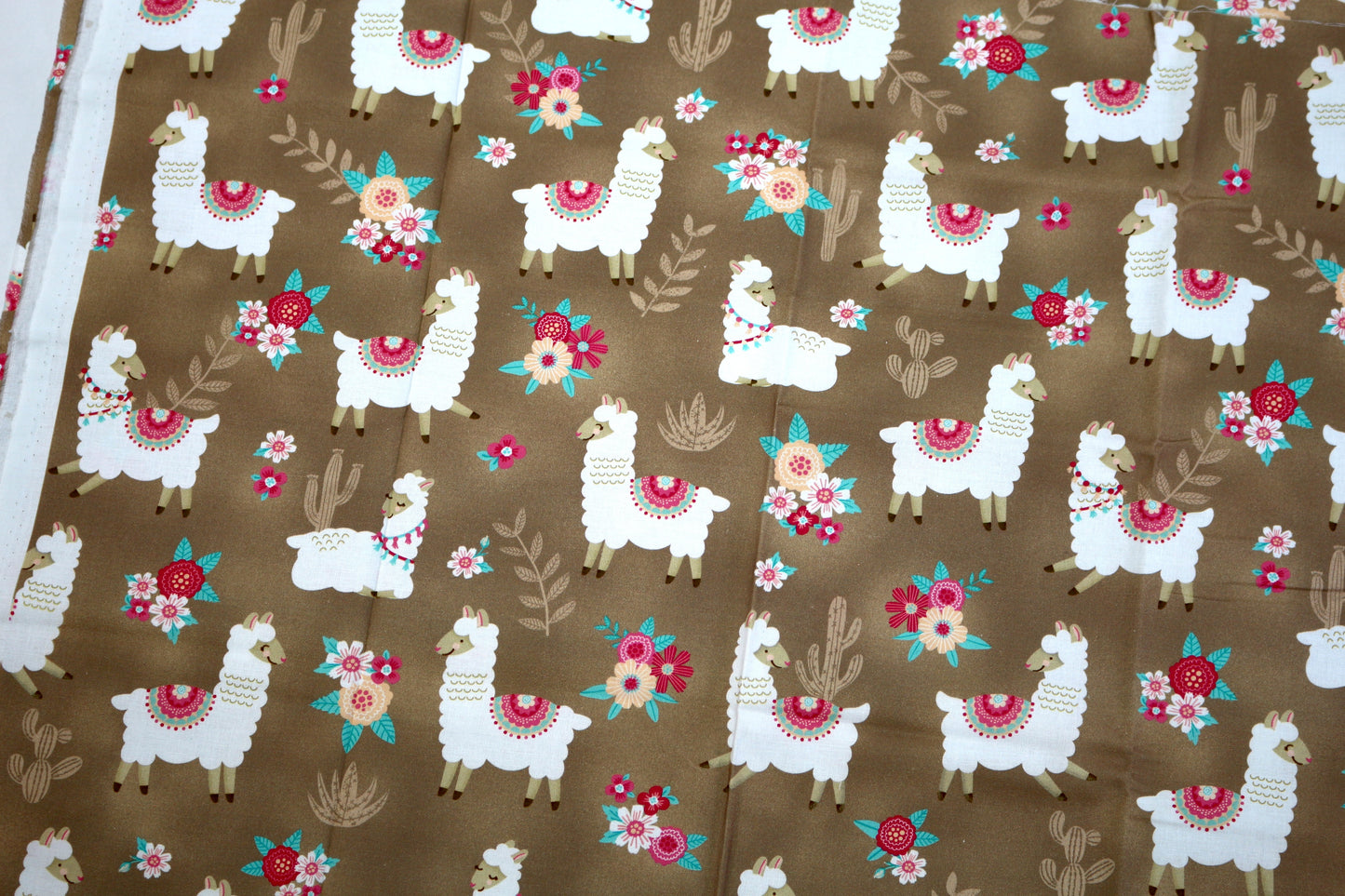 Brown Llama Cotton Fabric 44" x 1 yd