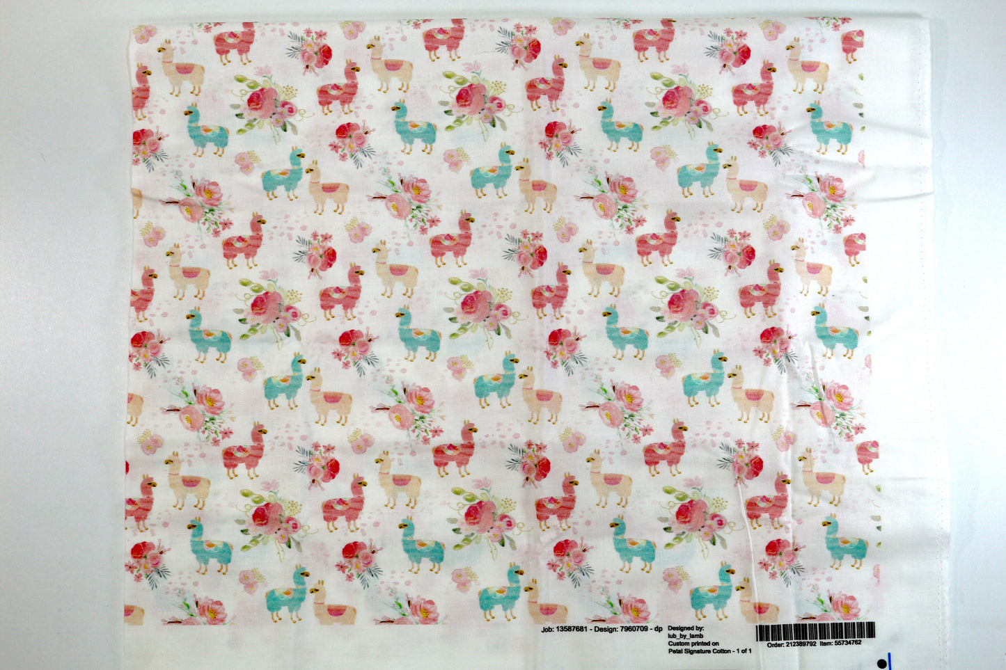 Colorful Llama Cotton Fabric 45" x 1 yd