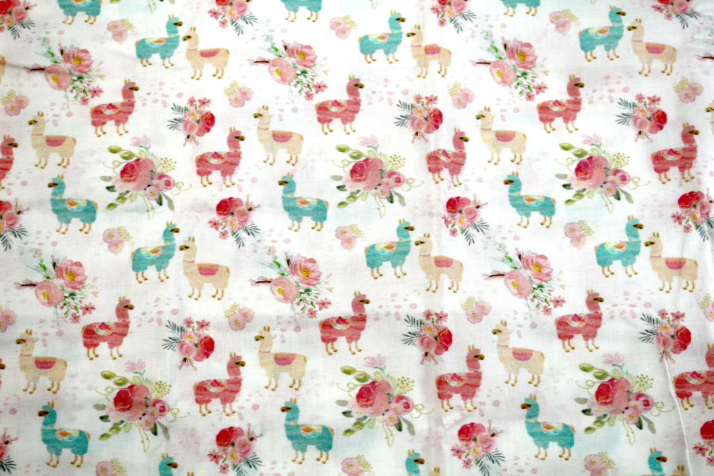 Colorful Llama Cotton Fabric 45" x 1 yd