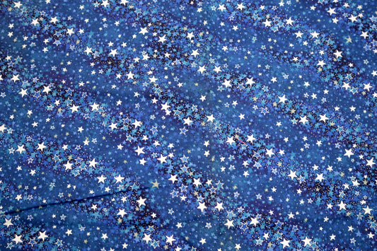 White Stars on Blue Cotton Fabric 45" x 1 yd