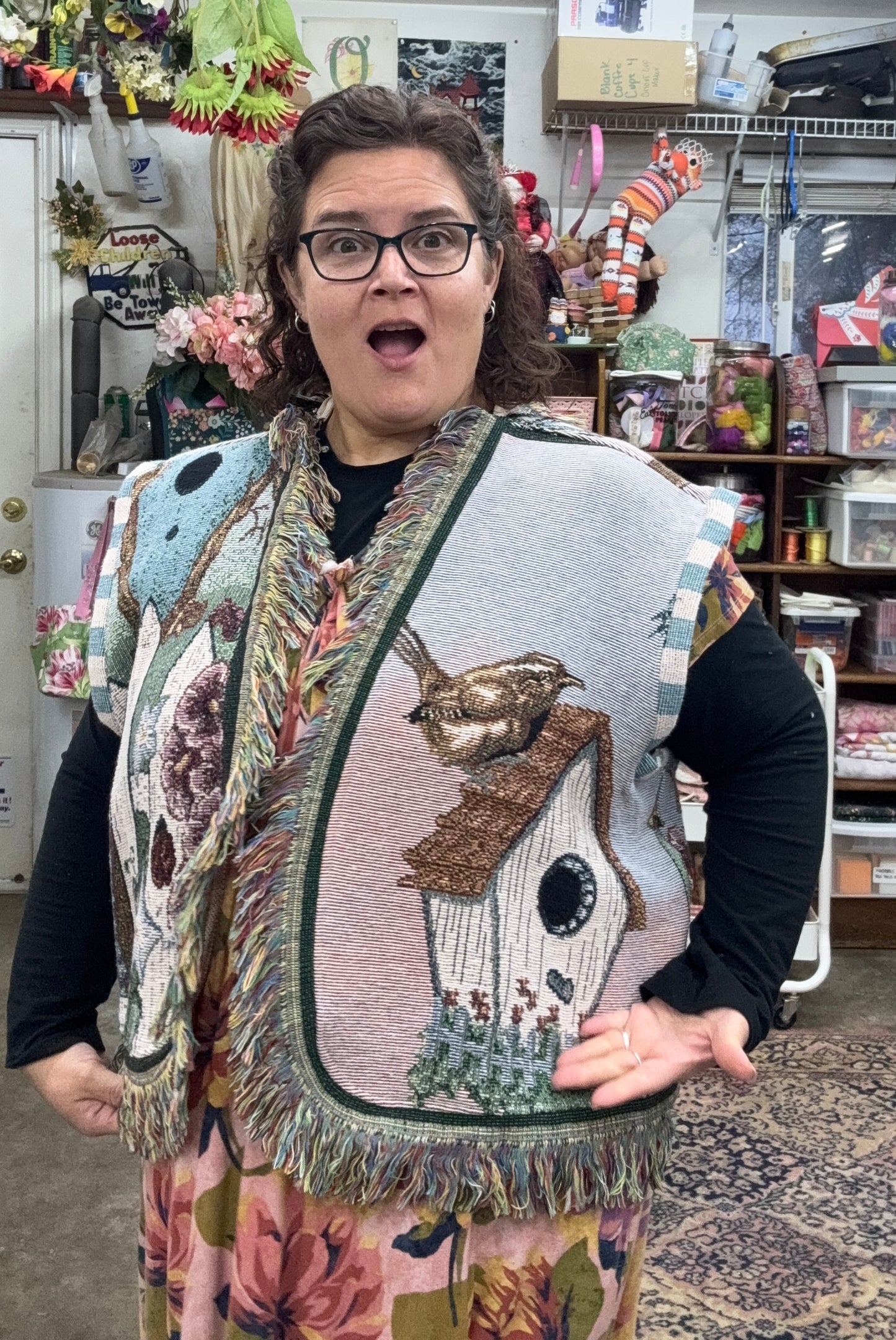 Upcycled Woven Blanket Vest | Handmade Storybook Tapestry Vest | One of a Kind | Fits Up to Women’s Size 22