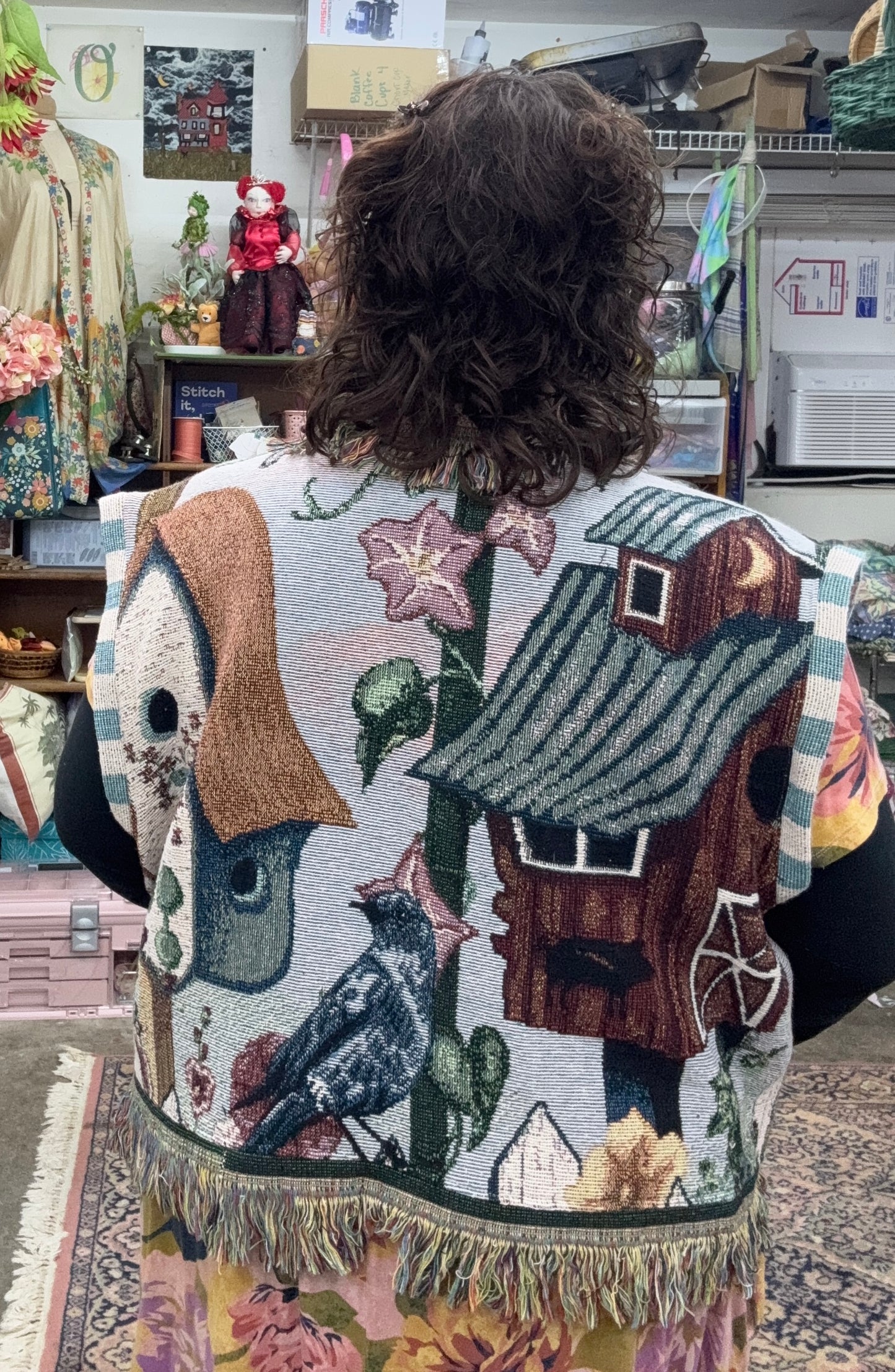 Upcycled Woven Blanket Vest | Handmade Storybook Tapestry Vest | One of a Kind | Fits Up to Women’s Size 22