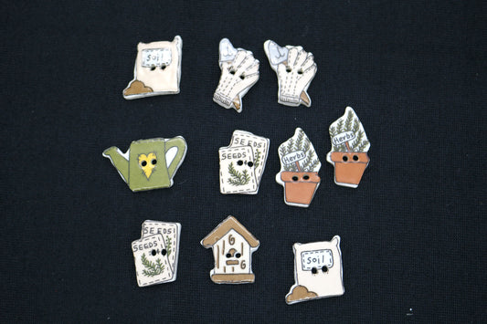 Ceramic Gardening Buttons Set