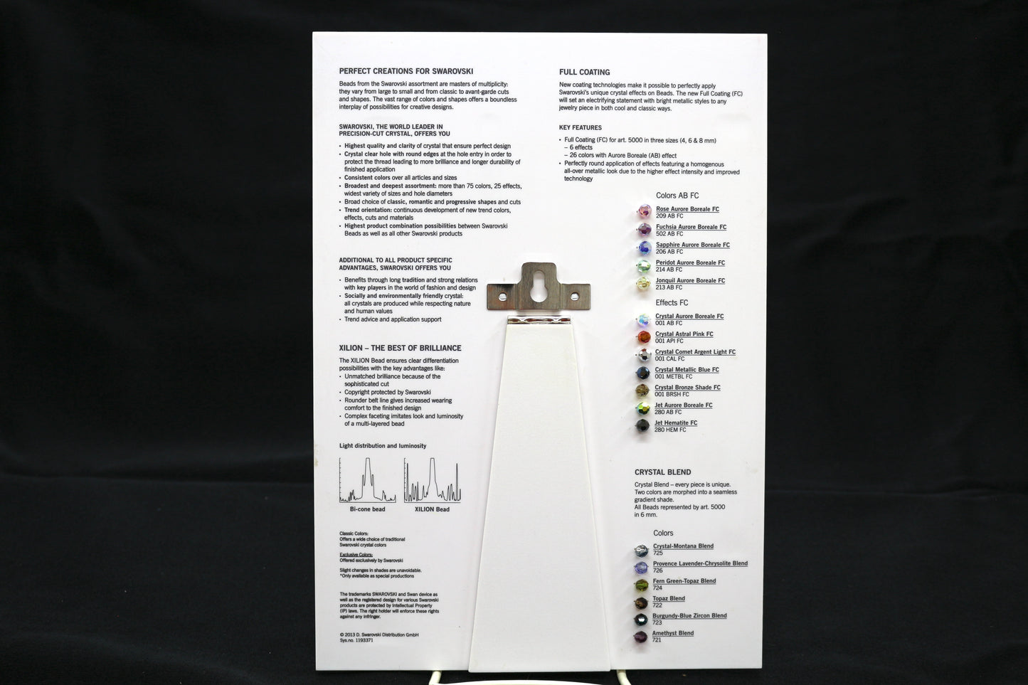 Swarovski Crystal Sample Board