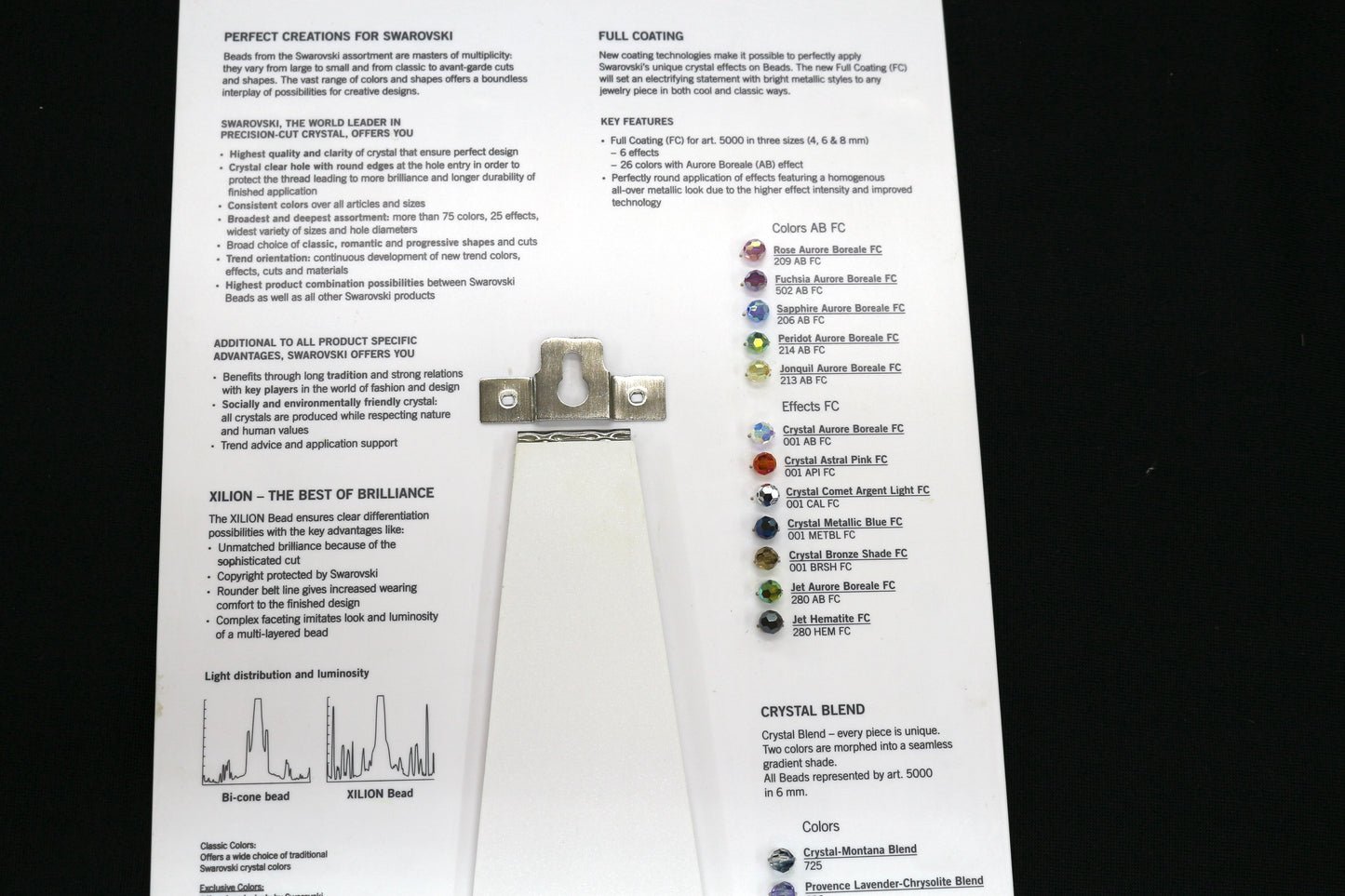 Swarovski Crystal Sample Board