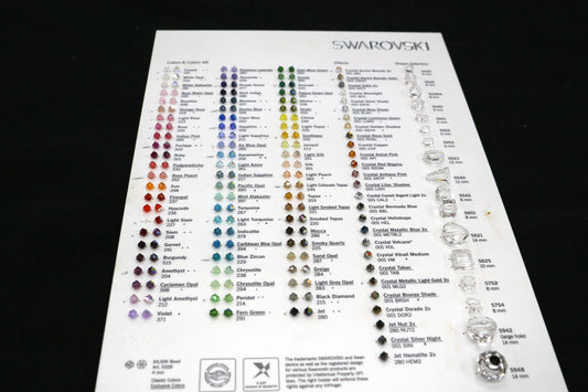 Swarovski Crystal Sample Board