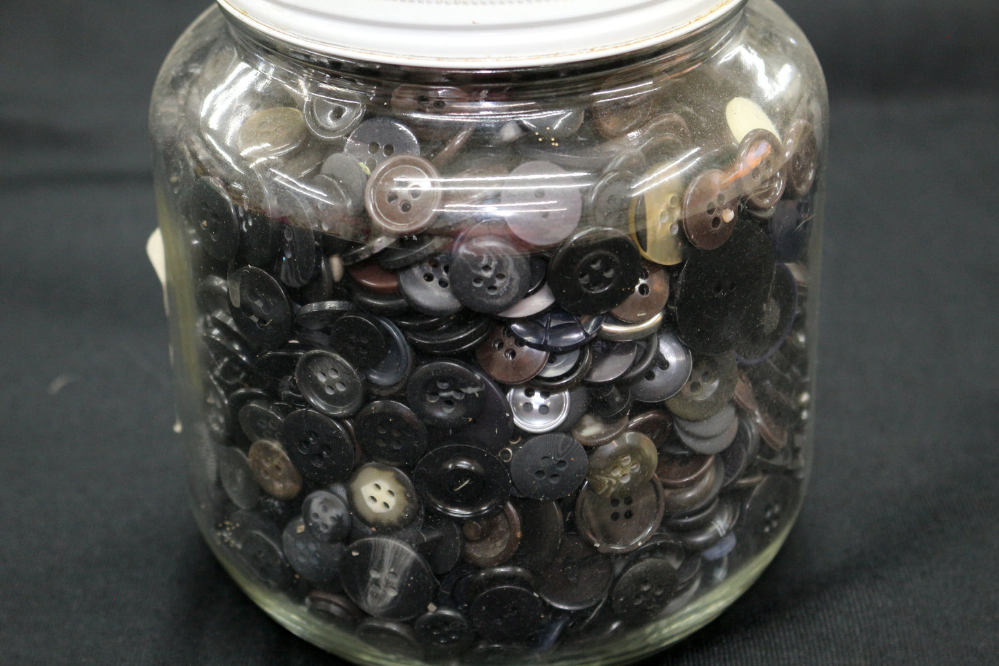 Jar of Black Buttons, 4 Pound Button Lot