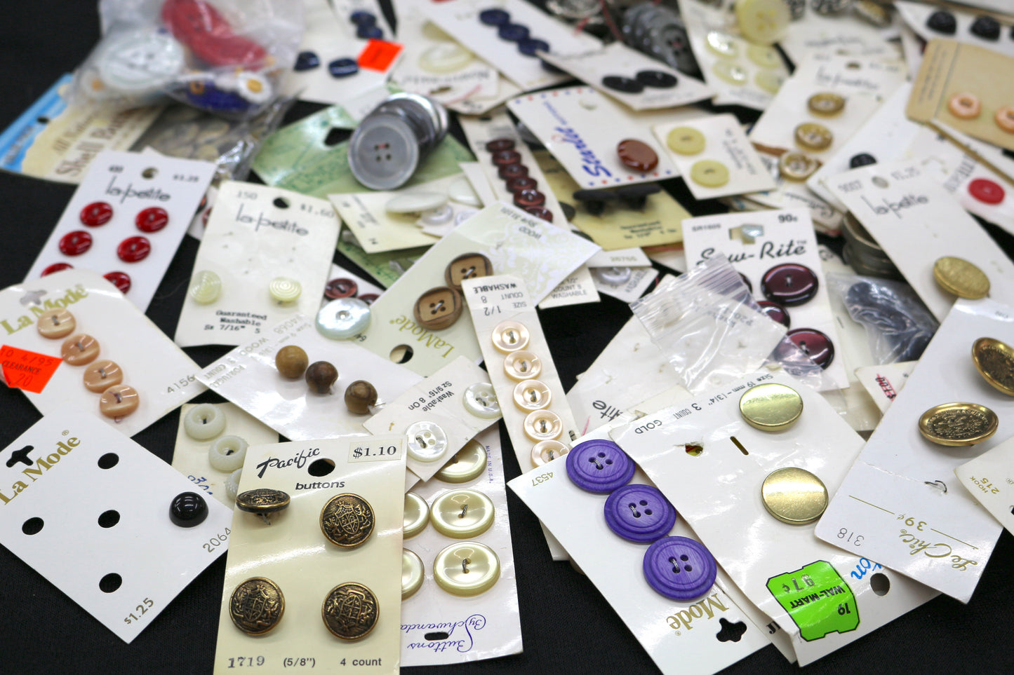 Button Lot, Buttons on Cards, Big Button Lot