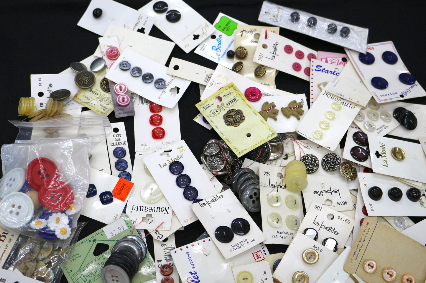 Button Lot, Buttons on Cards, Big Button Lot