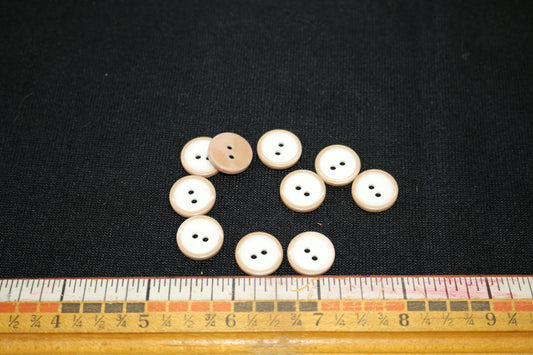 Set of 10 Beige with White Center Buttons