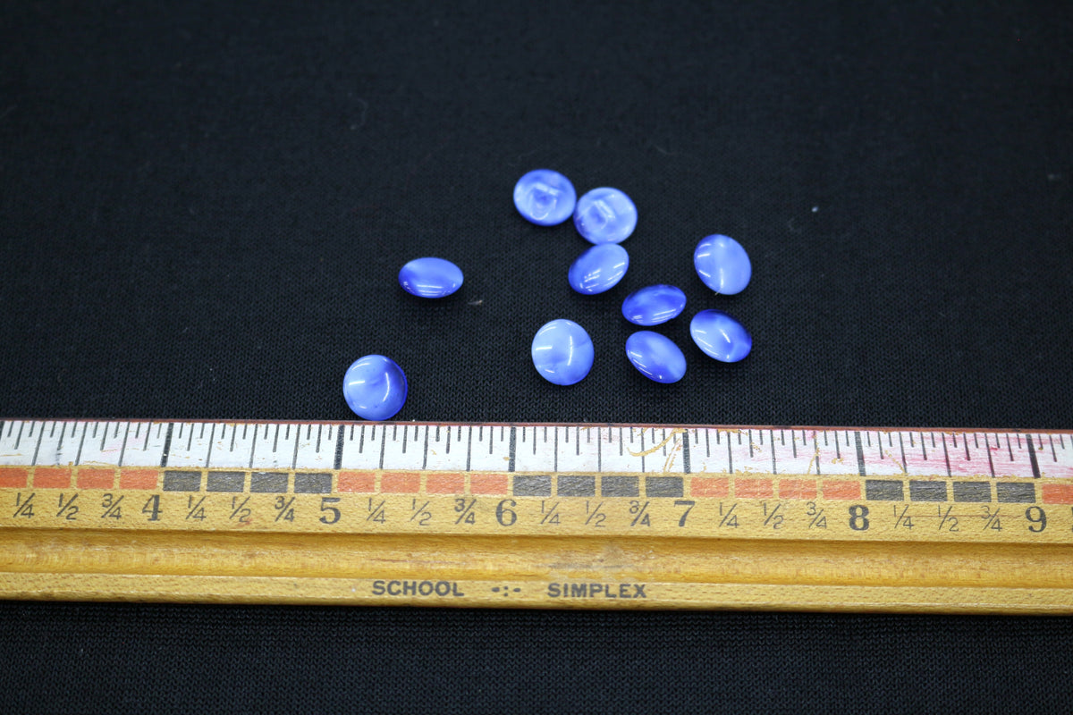 10 Petite Blue Glass Buttons