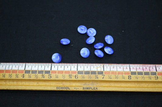 10 Petite Blue Glass Buttons