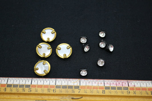 Set of Faux Diamond Buttons and Gold Metal Buttons