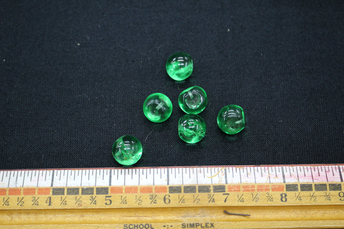 Set of 6 Green Glass Buttons