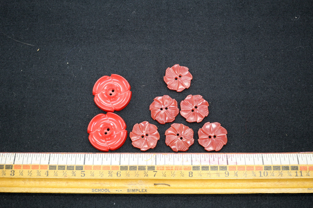 Set of Red Leaf Buttons