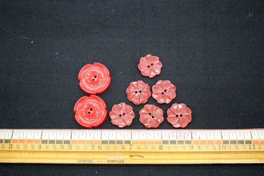 Set of Red Leaf Buttons