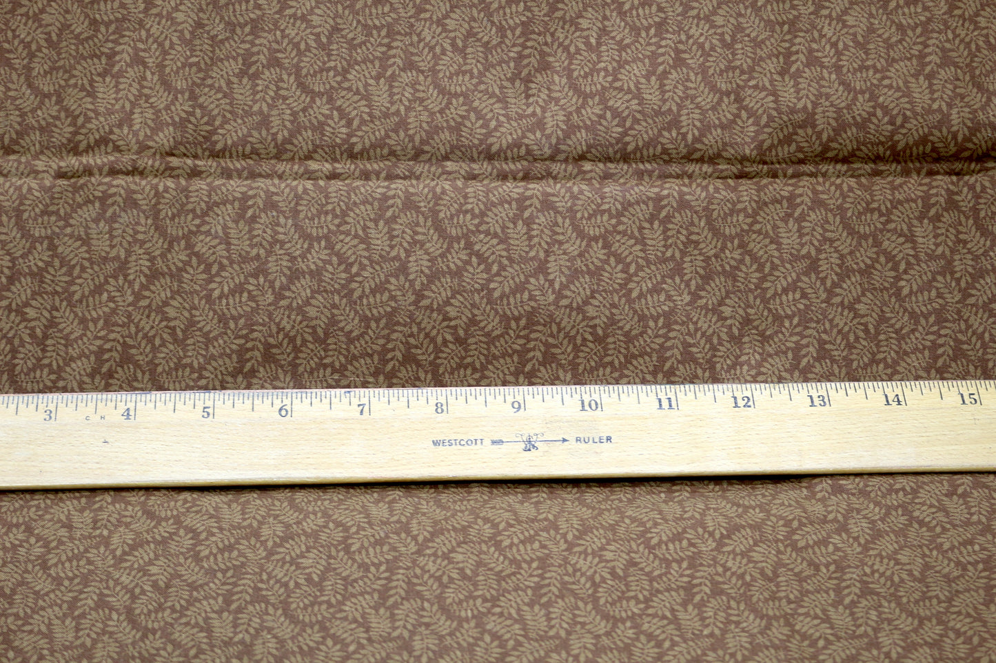 Cozy Brown Cotton Fabric with Leaf Design 45" x 1 yd
