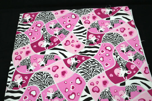 Flannel Fabric Pink Zebras 42" x 1 yd