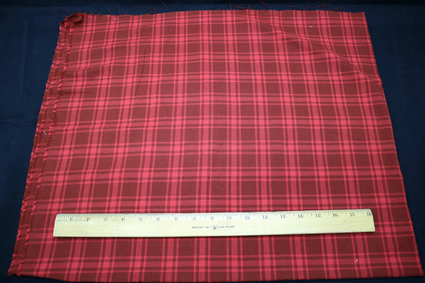 Red Plaid Cotton Fabric 44" x 1 yd