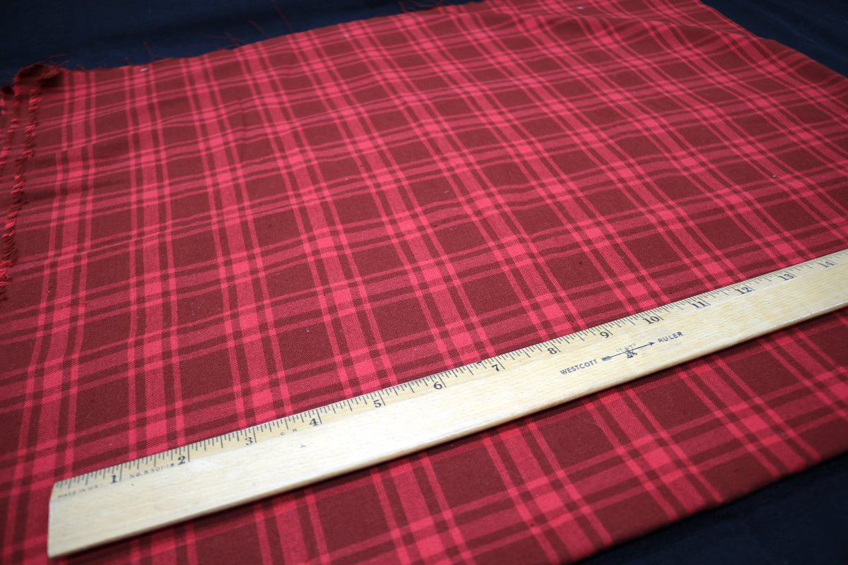 Red Plaid Cotton Fabric 44" x 1 yd