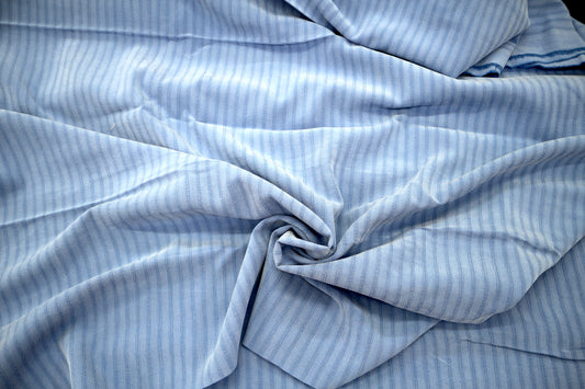Blue Striped Silk Blend Fabric 58" x 1.75 yds