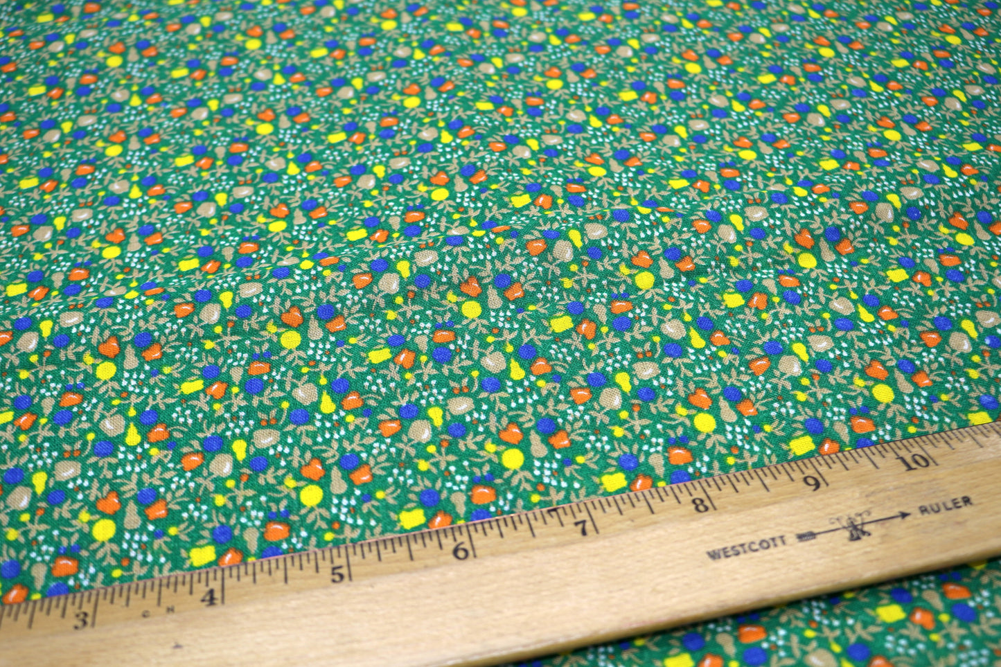 Green Cotton Fabric Woodsy Design 45" x 3.75 yds