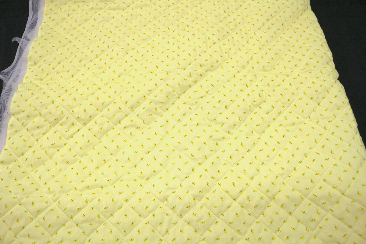Yellow Quilted Fabric with Dainty Rose Design 44" x 1.75 yds