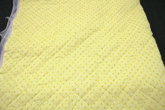 Yellow Quilted Fabric with Dainty Rose Design 44" x 2y
