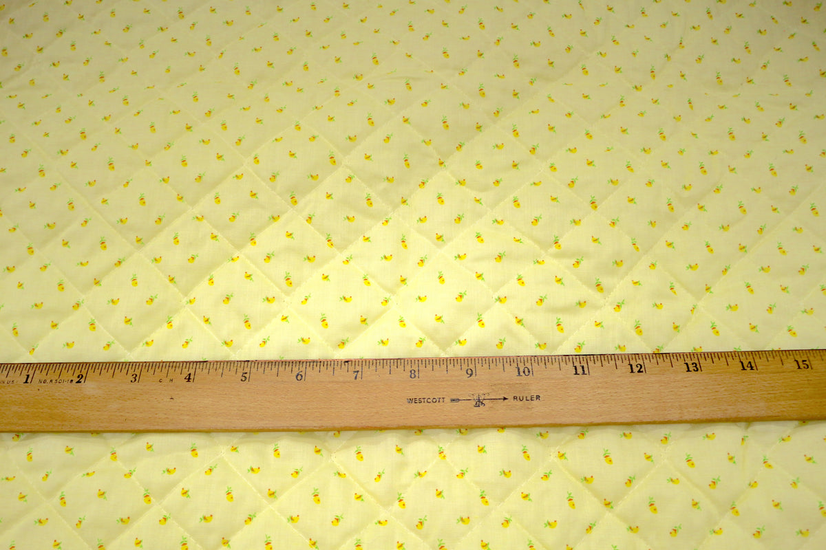 Yellow Quilted Fabric with Dainty Rose Design 44" x 1.75 yds