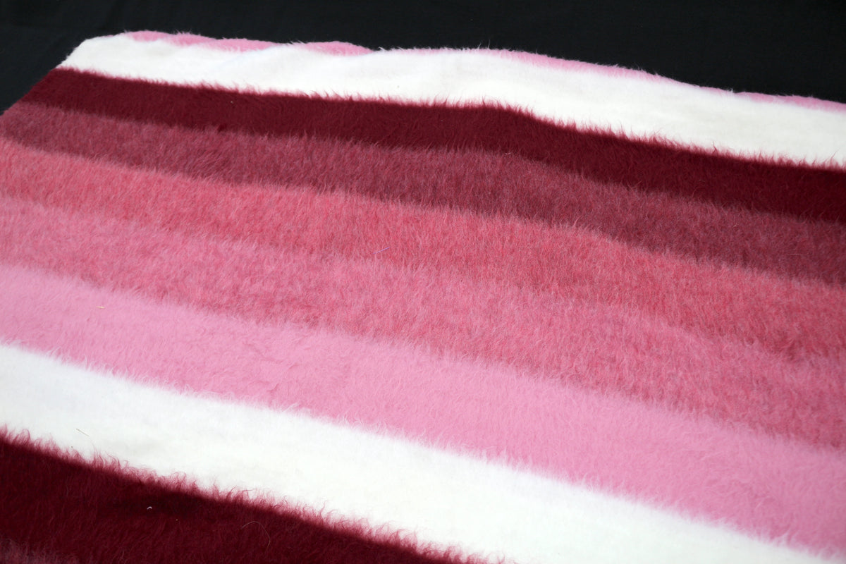 Pink Striped Faux Fur Fabric 65" x 2 yd