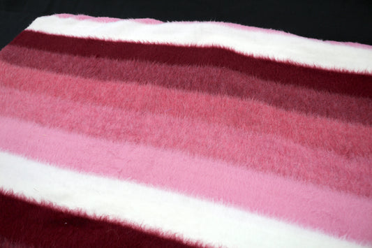 Pink Striped Faux Fur Fabric 65" x 2 yd