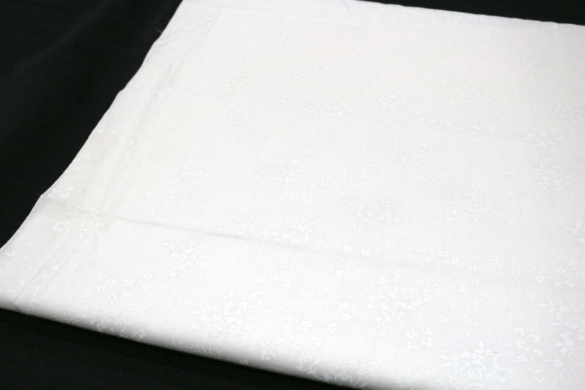 White Cotton Fabric with Flower Vine Design 44" x 4 yds