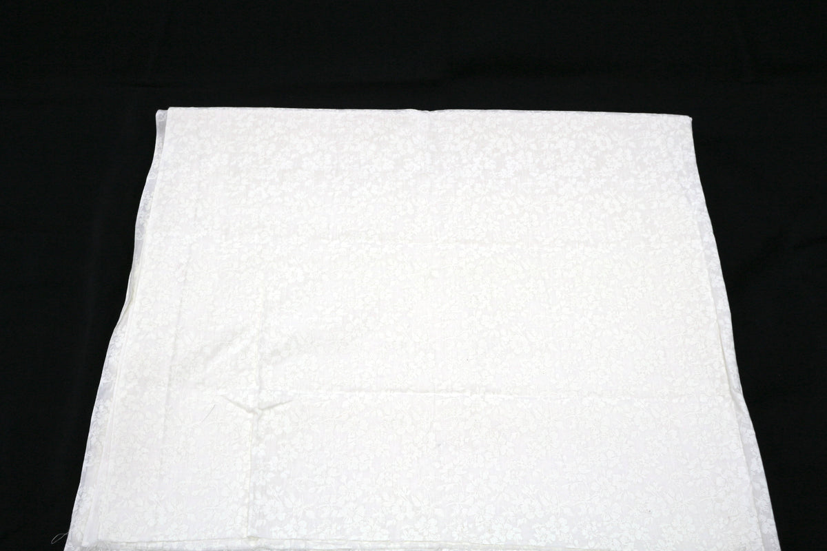 White Cotton Fabric with Flower Vine Design 44" x 4 yds