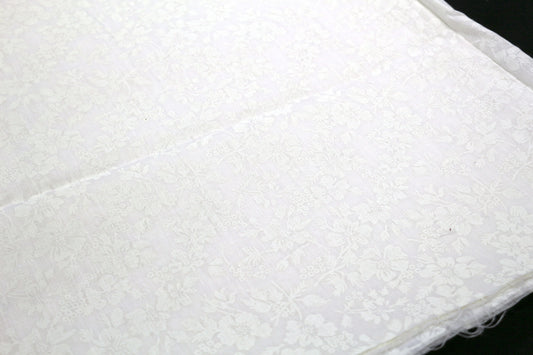 White Cotton Fabric with Flower Vine Design 44" x 4 yds