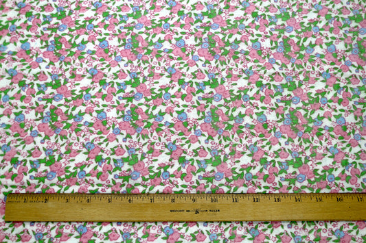 Pink and Blue Flower Flannel Fabric 44" x 4 yds