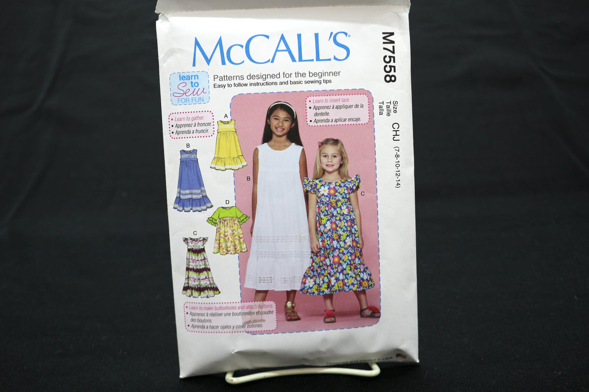 McCalls 7558 Children's Dresses Sewing Pattern size 7-14