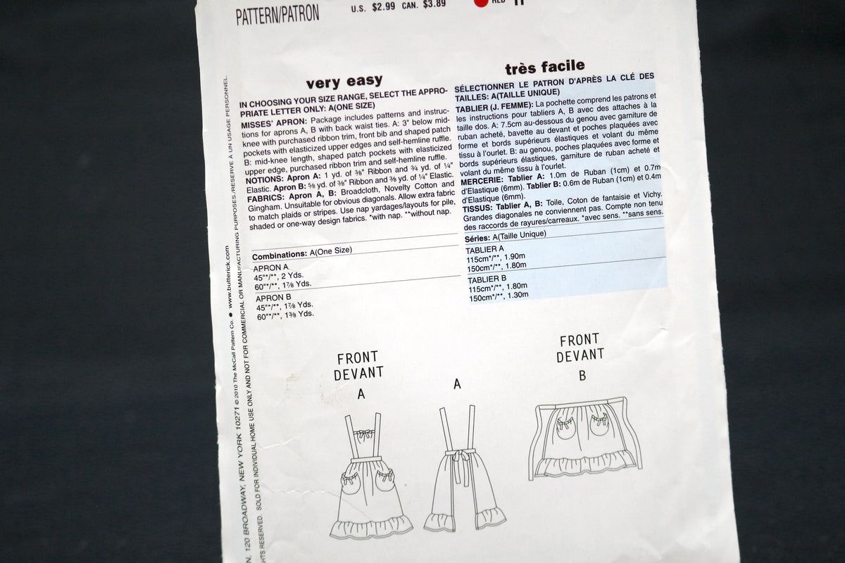 See & Sew 5518 Apron Sewing Pattern
